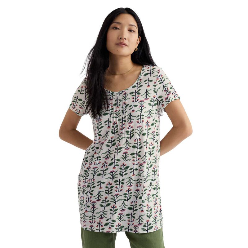 Seasalt Cornwall Busy Lizzy Tunic Painted Stems Chalk image number 0